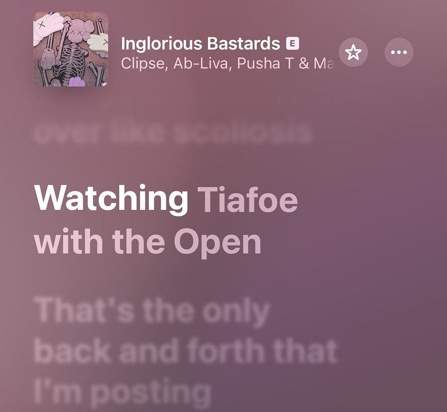 Lyrics available on Spotify - (Source: @TheTennisLetter/Twitter)